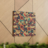 Vintage 70's Inspired Musical Notes Floral Canvas Gallery Wraps!