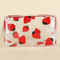 Trendy Transparent Strawberry Flower Cosmetic Bag