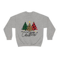 Merry Christmas Leopard Print Tree Unisex Heavy Blend Crewneck Sweatshirt! Winter Vibes!