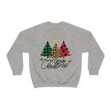 Merry Christmas Leopard Print Tree Unisex Heavy Blend Crewneck Sweatshirt! Winter Vibes!