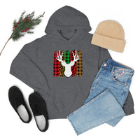 Paint Striped Deer Head Holiday Unisex Heavy Blend Hooded Sweatshirt! Winter Vibes!