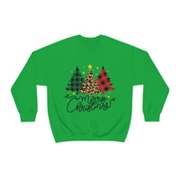 Merry Christmas Leopard Print Tree Unisex Heavy Blend Crewneck Sweatshirt! Winter Vibes!