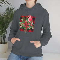 Buffalo Print Cardinal Holiday Unisex Heavy Blend Hooded Sweatshirt! Winter Vibes!