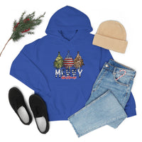 Rustic Military Merry Christmas Holiday Unisex Heavy Blend Hooded Sweatshirt! Winter Vibes!