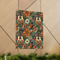 Vintage 70's Inspired Guitars Florals  Premium Matte Vertical Posters!