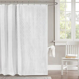 Elegant White Diamond Tufted Shower Curtain: Chic Farmhouse Style