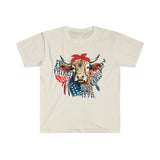 Highlander Cow USA 1776 Independence Day Unisex Graphic Tees!