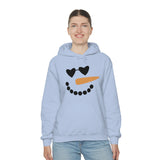 Snowman Heart Eyes Unisex Heavy Blend Hooded Sweatshirt! Winter Vibes!