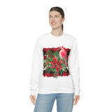 Red Cardinal Buffalo Print Holiday Unisex Heavy Blend Crewneck Sweatshirt! Winter Vibes!