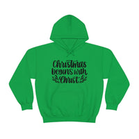 Christmas Begins With Christ Unisex Heavy Blend Hooded Sweatshirt! Winter Vibes!