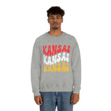 Kansas City Football Red Wave Unisex Heavy Blend Crewneck Sweatshirt! Football Season!