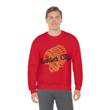 Kansas City Football Chief Outline Unisex Heavy Blend Crewneck Sweatshirt! Football Season!