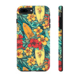 Vintage Floral Surfboard Blue and Yellow Tough Phone Cases, Case-Mate! Summer Vibes!