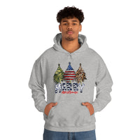 Rustic Military Merry Christmas Holiday Unisex Heavy Blend Hooded Sweatshirt! Winter Vibes!