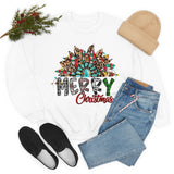 Merry Christmas Sunflower Holiday Unisex Heavy Blend Crewneck Sweatshirt! Winter Vibes!