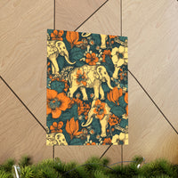 Vintage 70's Floral Elephant Print Premium Matte Vertical Posters!