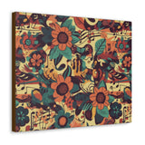 Vintage 70's Inspired Musical Notes Floral Canvas Gallery Wraps!