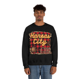 Kansas City Girl Football Buffalo Plaid Unisex Heavy Blend Crewneck Sweatshirt! Football Season!