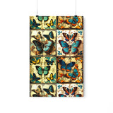 Vintage 70's Inspired Quilt Patterned Butterflies Premium Matte Vertical Posters!