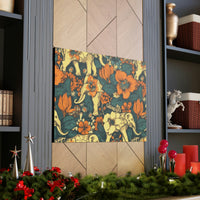 Vintage 70's Inspired Elephant Florals Canvas Gallery Wraps!