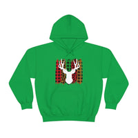 Paint Striped Deer Head Holiday Unisex Heavy Blend Hooded Sweatshirt! Winter Vibes!