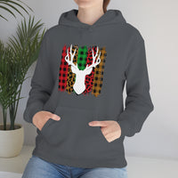 Paint Striped Deer Head Holiday Unisex Heavy Blend Hooded Sweatshirt! Winter Vibes!