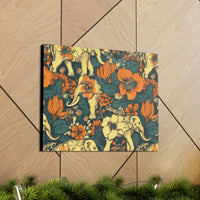 Vintage 70's Inspired Elephant Florals Canvas Gallery Wraps!