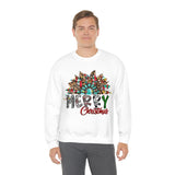 Merry Christmas Sunflower Holiday Unisex Heavy Blend Crewneck Sweatshirt! Winter Vibes!