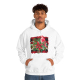 Buffalo Print Cardinal Holiday Unisex Heavy Blend Hooded Sweatshirt! Winter Vibes!