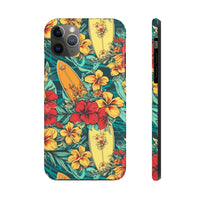 Vintage Floral Surfboard Blue and Yellow Tough Phone Cases, Case-Mate! Summer Vibes!