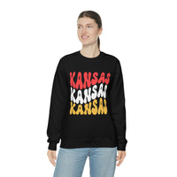 Kansas City Football Red Wave Unisex Heavy Blend Crewneck Sweatshirt! Football Season!