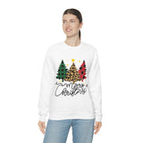 Merry Christmas Leopard Print Tree Unisex Heavy Blend Crewneck Sweatshirt! Winter Vibes!