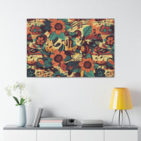 Vintage 70's Inspired Musical Notes Floral Canvas Gallery Wraps!