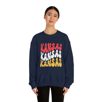 Kansas City Football Red Wave Unisex Heavy Blend Crewneck Sweatshirt! Football Season!