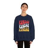 Kansas City Football Red Wave Unisex Heavy Blend Crewneck Sweatshirt! Football Season!