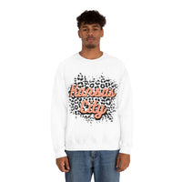 Kansas City Football Grey and Pink Leopard Print Unisex Heavy Blend Crewneck Sweatshirt! Football Season!