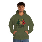 Merry Christmas Leopard Print Unisex Heavy Blend Hooded Sweatshirt! Winter Vibes!