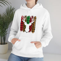 Paint Striped Deer Head Holiday Unisex Heavy Blend Hooded Sweatshirt! Winter Vibes!