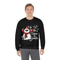 Tis The Season To Sparkle Snowman Unisex Heavy Blend Crewneck Sweatshirt! Winter Vibes!