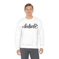 Believe Holiday Unisex Heavy Blend Crewneck Sweatshirt! Winter Vibes!