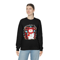 It's The Most Wonderful Time of The Year Snowman Leopard Print Unisex Heavy Blend Crewneck Sweatshirt! Winter Vibes!