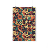 Vintage 70's Inspired Musical Notes Florals Premium Matte Vertical Posters!