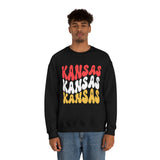 Kansas City Football Red Wave Unisex Heavy Blend Crewneck Sweatshirt! Football Season!