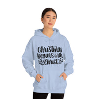 Christmas Begins With Christ Unisex Heavy Blend Hooded Sweatshirt! Winter Vibes!