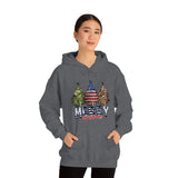 Rustic Military Merry Christmas Holiday Unisex Heavy Blend Hooded Sweatshirt! Winter Vibes!