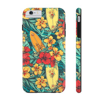 Vintage Floral Surfboard Blue and Yellow Tough Phone Cases, Case-Mate! Summer Vibes!