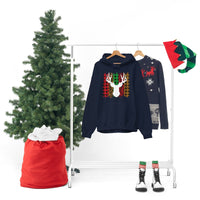 Paint Striped Deer Head Holiday Unisex Heavy Blend Hooded Sweatshirt! Winter Vibes!