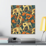 Vintage 70's Inspired Elephant Florals Canvas Gallery Wraps!