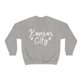 Kansas City Football White Logo Unisex Heavy Blend Crewneck Sweatshirt! Football Season!