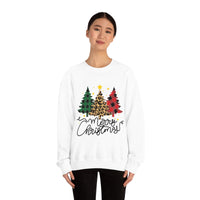 Merry Christmas Leopard Print Tree Unisex Heavy Blend Crewneck Sweatshirt! Winter Vibes!